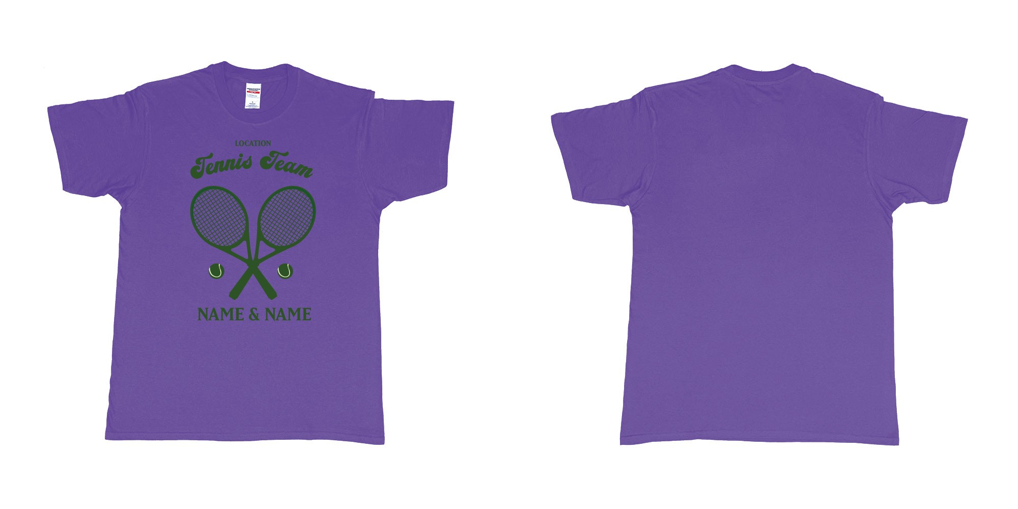 Custom tshirt design tennis team club  logo design custom names in fabric color purple choice your own text made in Bali by The Pirate Way