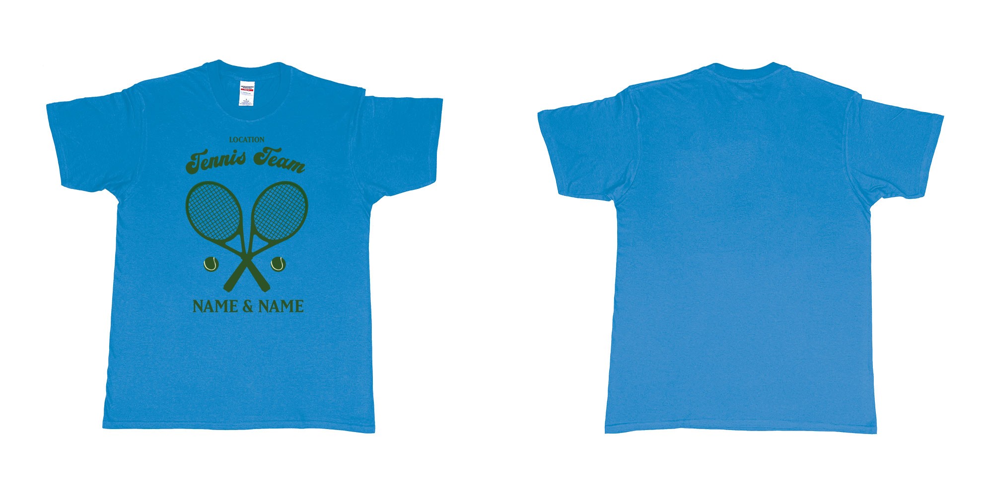Custom tshirt design tennis team club  logo design custom names in fabric color sapphire choice your own text made in Bali by The Pirate Way