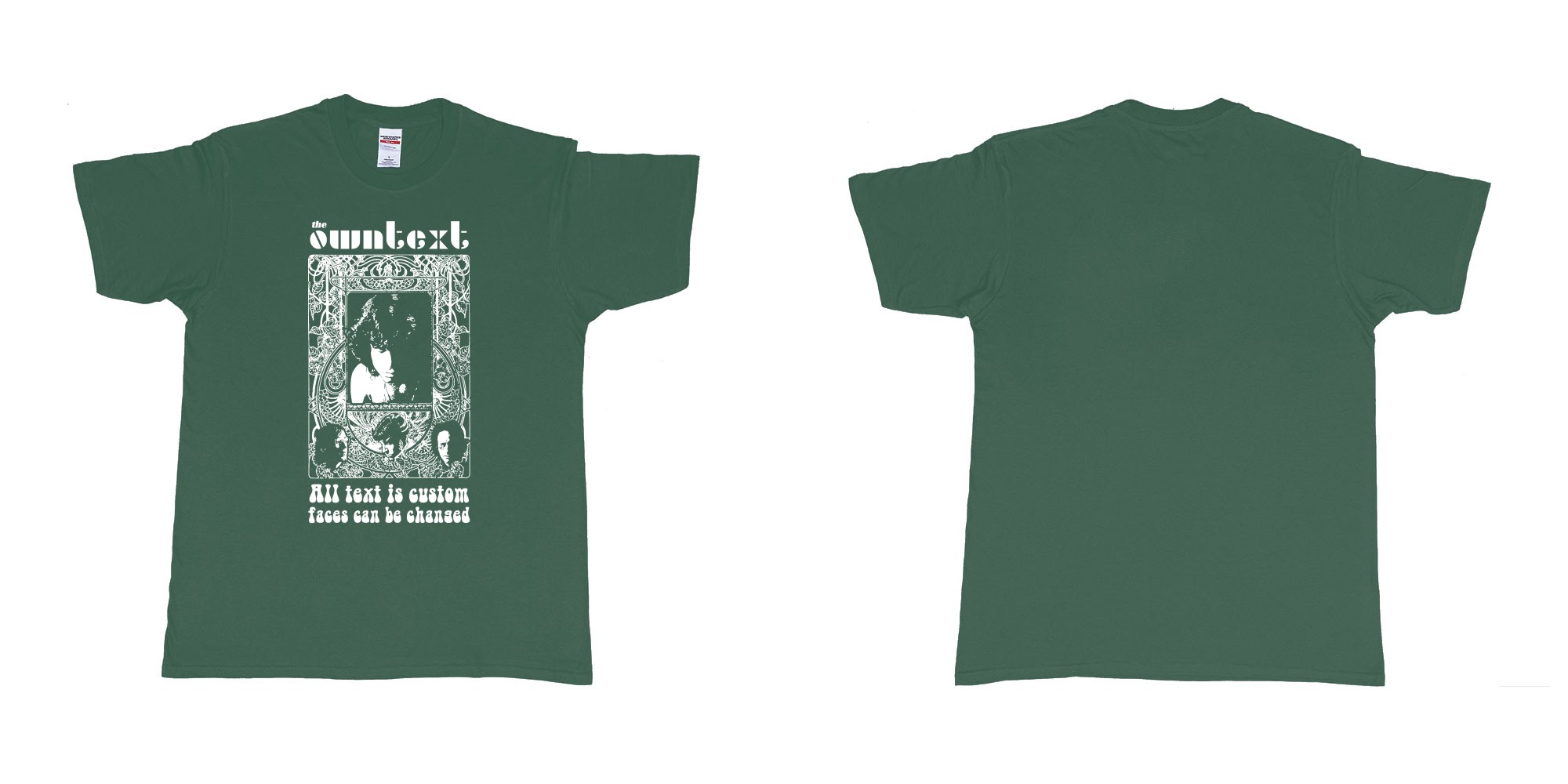 Custom tshirt design the doors poster single color in fabric color forest-green choice your own text made in Bali by The Pirate Way