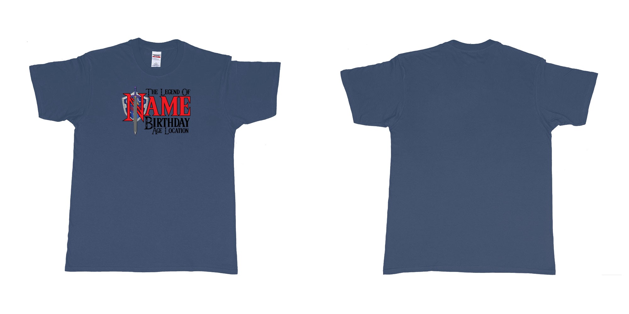 Custom tshirt design the legend of zelda birthday in fabric color navy choice your own text made in Bali by The Pirate Way