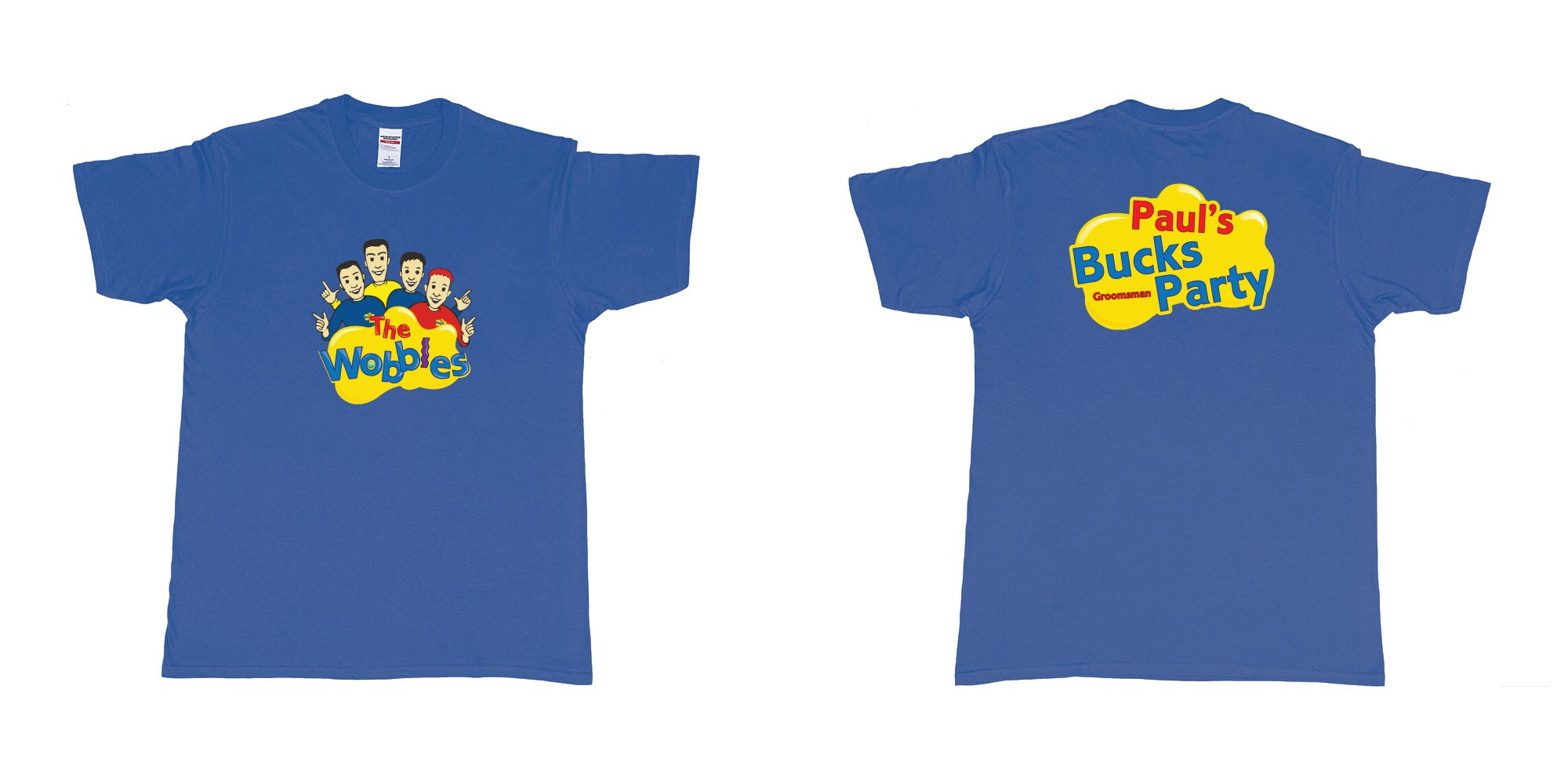 Custom tshirt design the wobbles in fabric color royal-blue choice your own text made in Bali by The Pirate Way