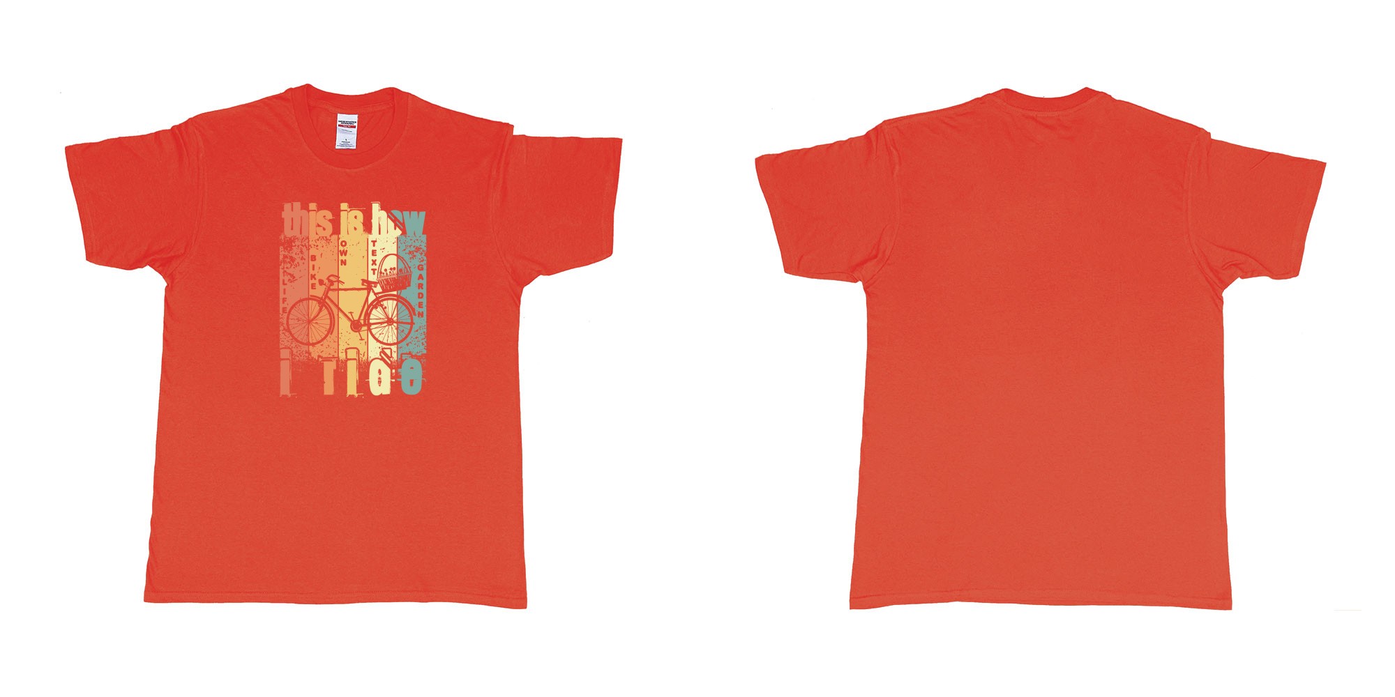 Custom tshirt design this is how i ride old bicycle gardening your own text printing teeshirts bali in fabric color red choice your own text made in Bali by The Pirate Way