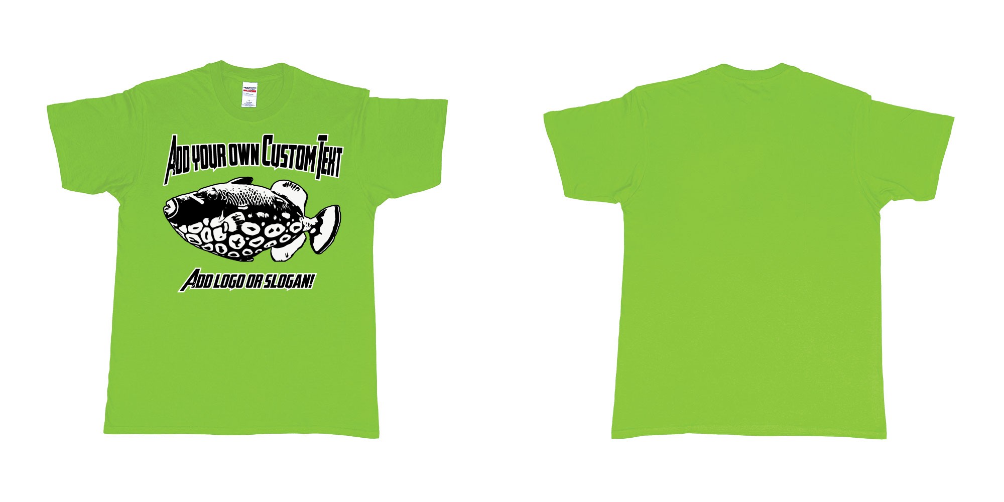 Custom tshirt design titan triggerfish scuba diving bali tshirt in fabric color lime choice your own text made in Bali by The Pirate Way
