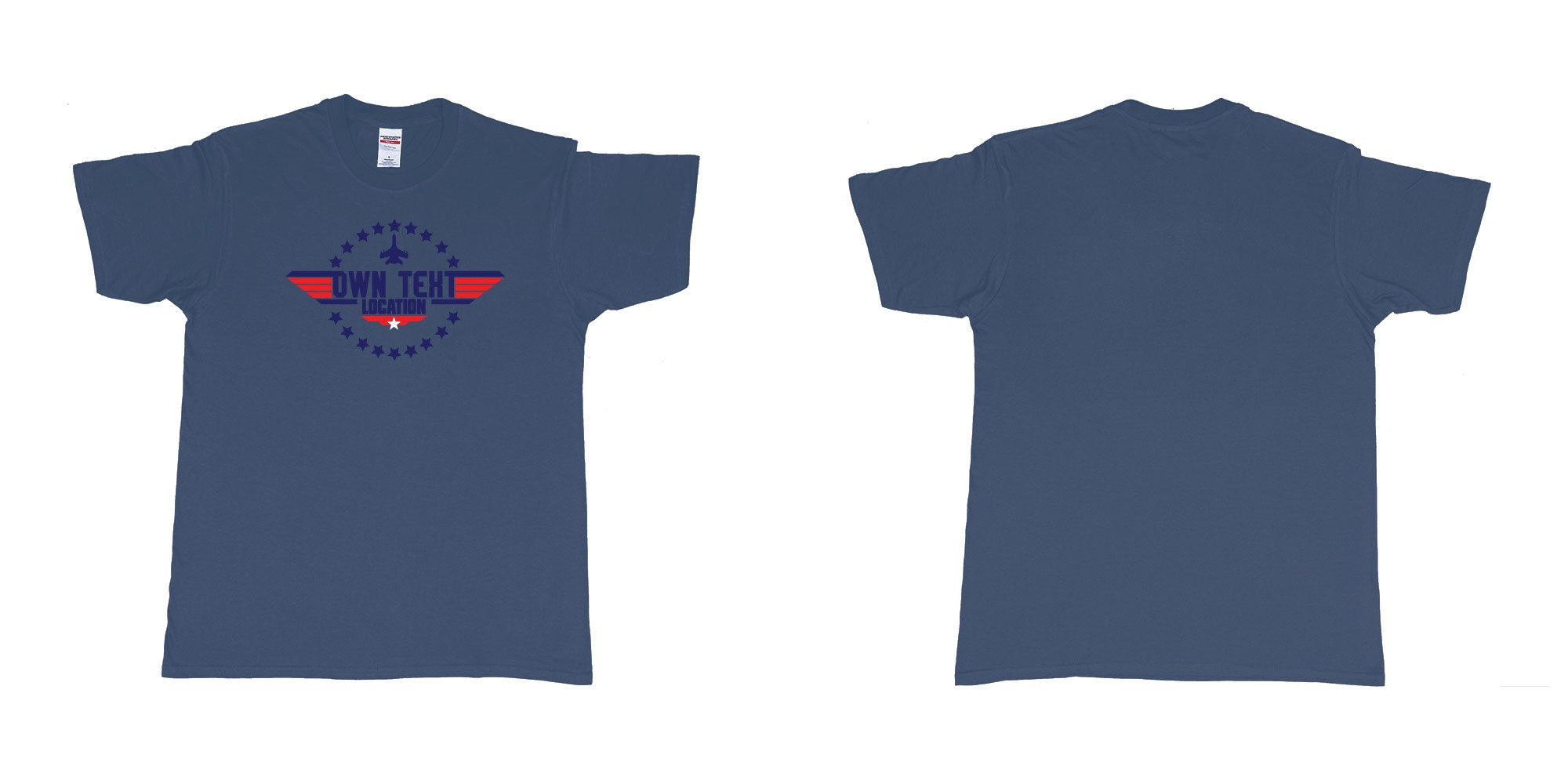 Custom tshirt design top gun maverick logo custom text dad mom stagdo location t shirt bali print in fabric color navy choice your own text made in Bali by The Pirate Way