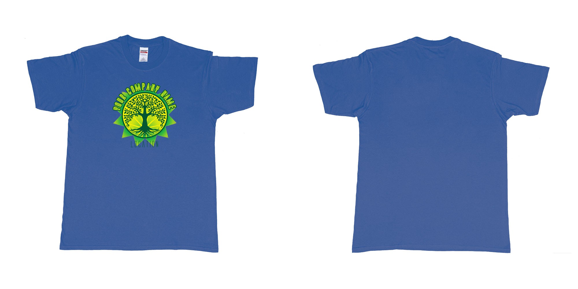 Custom tshirt design tree of life gardener landscaper custom own teeshirt print bali in fabric color royal-blue choice your own text made in Bali by The Pirate Way