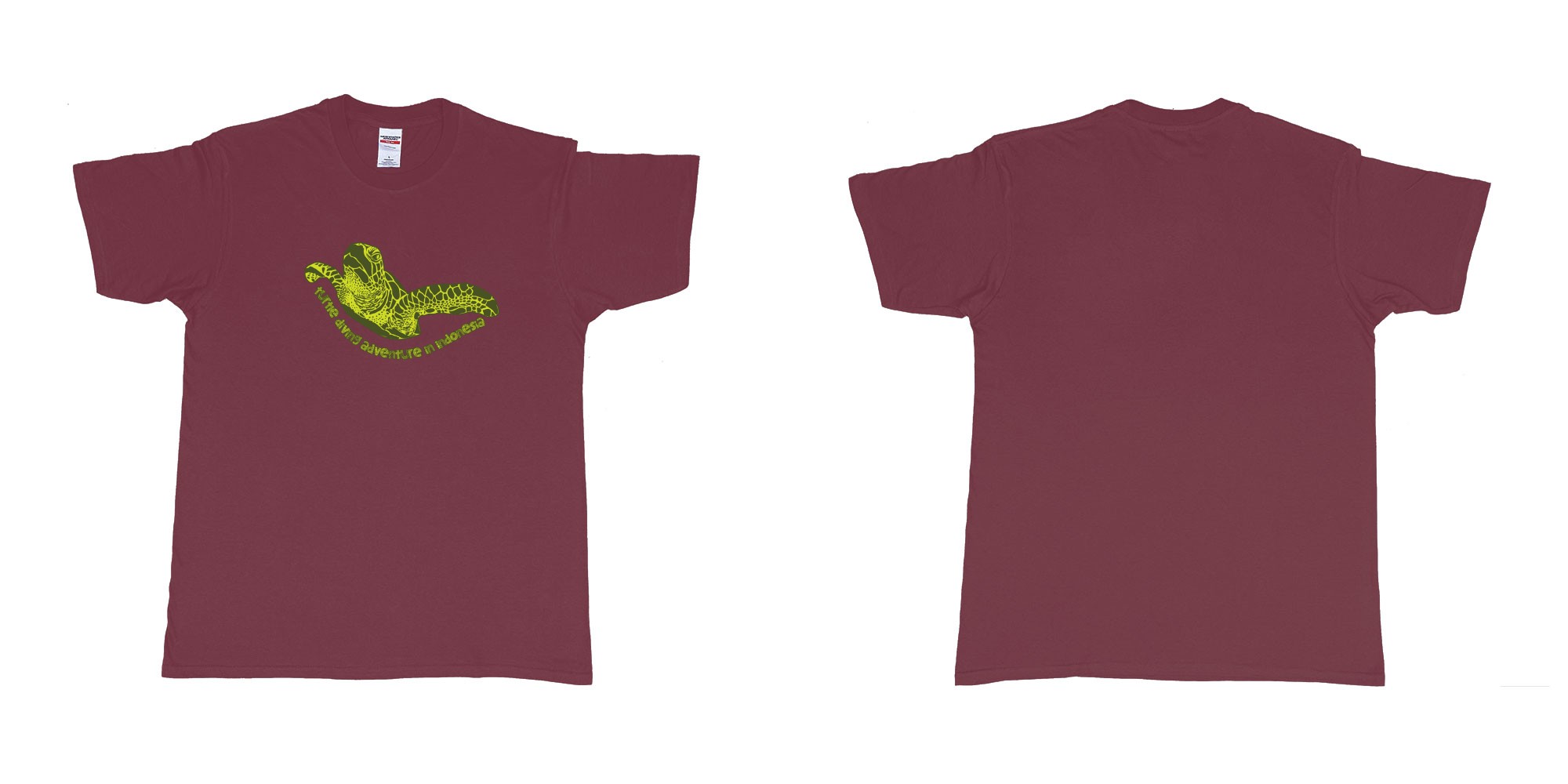 Custom tshirt design turtle diving adventure in indonesia in fabric color marron choice your own text made in Bali by The Pirate Way