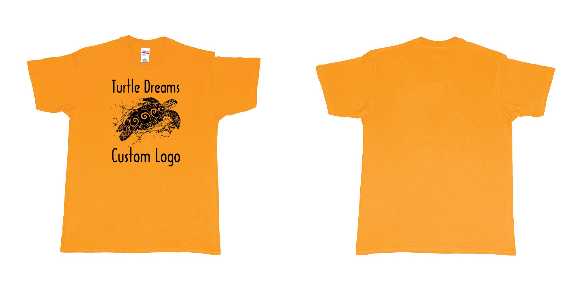 Custom tshirt design turtle dreams custom logo design in fabric color gold choice your own text made in Bali by The Pirate Way