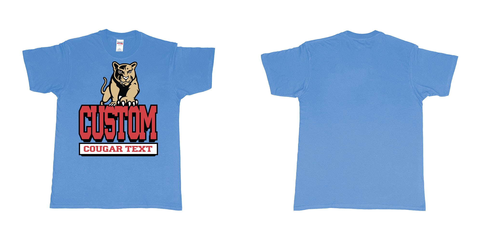 Custom tshirt design university of houston cougars logo custom text printing bali in fabric color carolina-blue choice your own text made in Bali by The Pirate Way