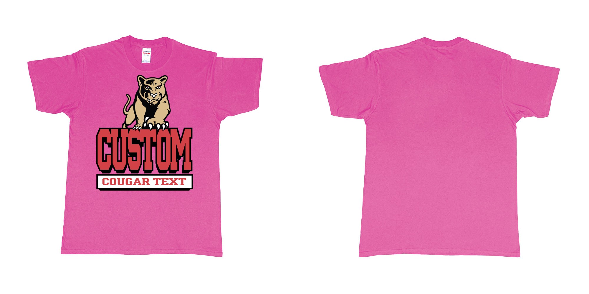 Custom tshirt design university of houston cougars logo custom text printing bali in fabric color heliconia choice your own text made in Bali by The Pirate Way