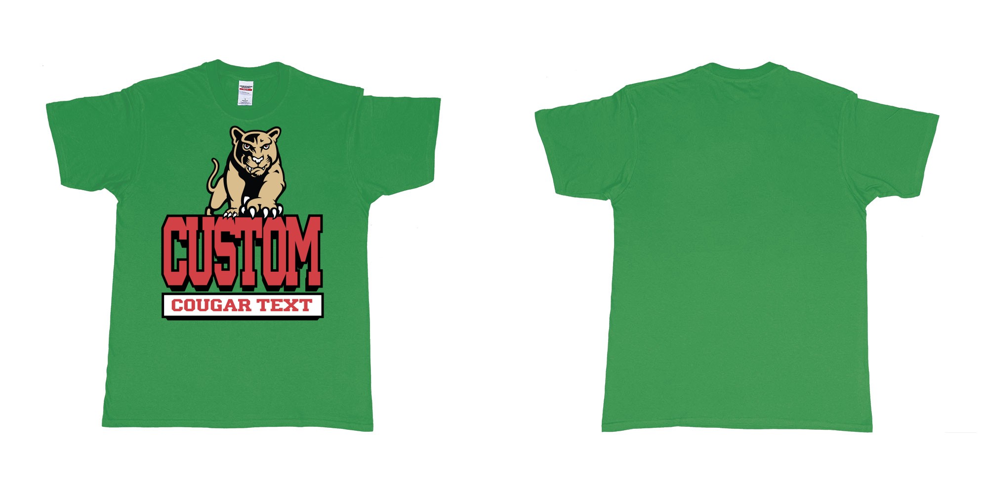 Custom tshirt design university of houston cougars logo custom text printing bali in fabric color irish-green choice your own text made in Bali by The Pirate Way