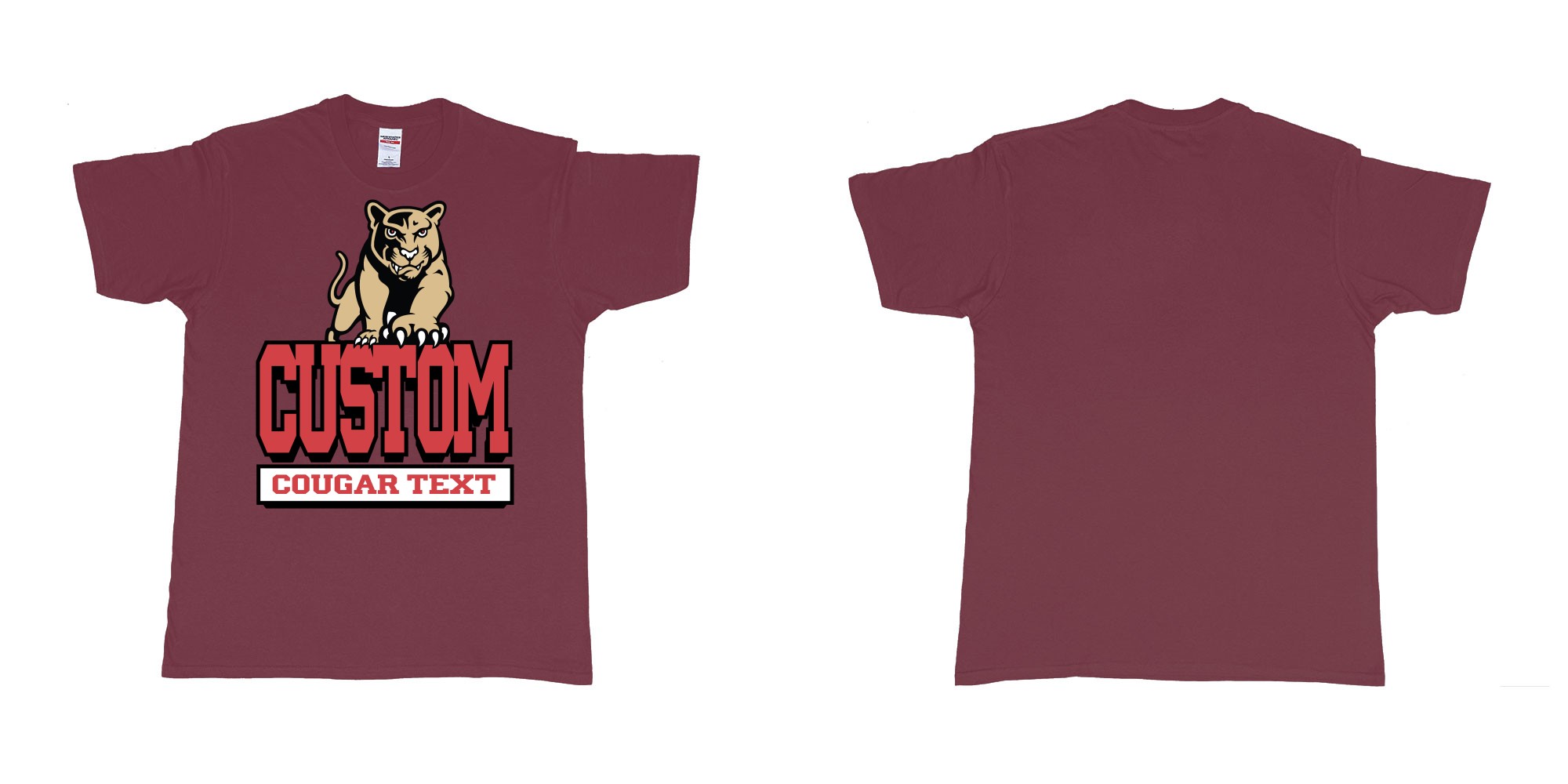 Custom tshirt design university of houston cougars logo custom text printing bali in fabric color marron choice your own text made in Bali by The Pirate Way