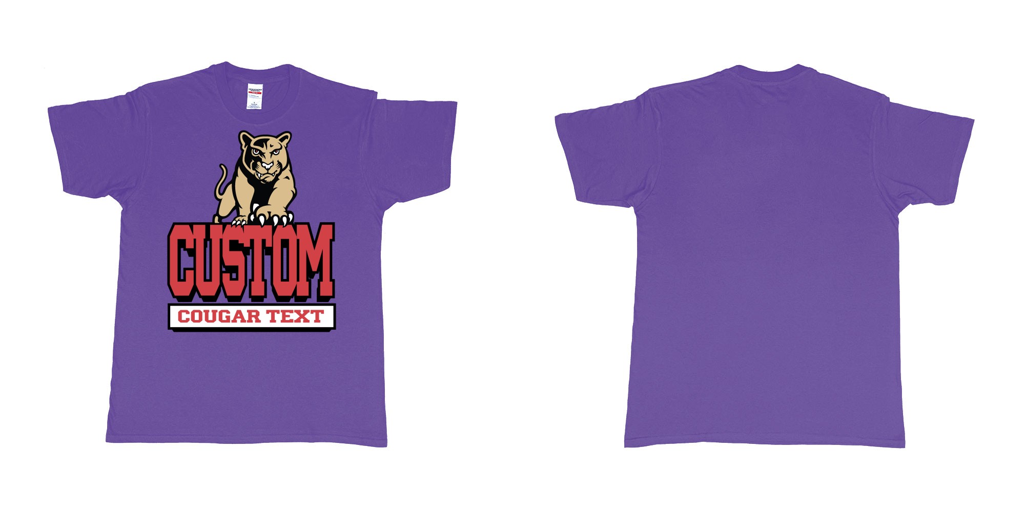 Custom tshirt design university of houston cougars logo custom text printing bali in fabric color purple choice your own text made in Bali by The Pirate Way