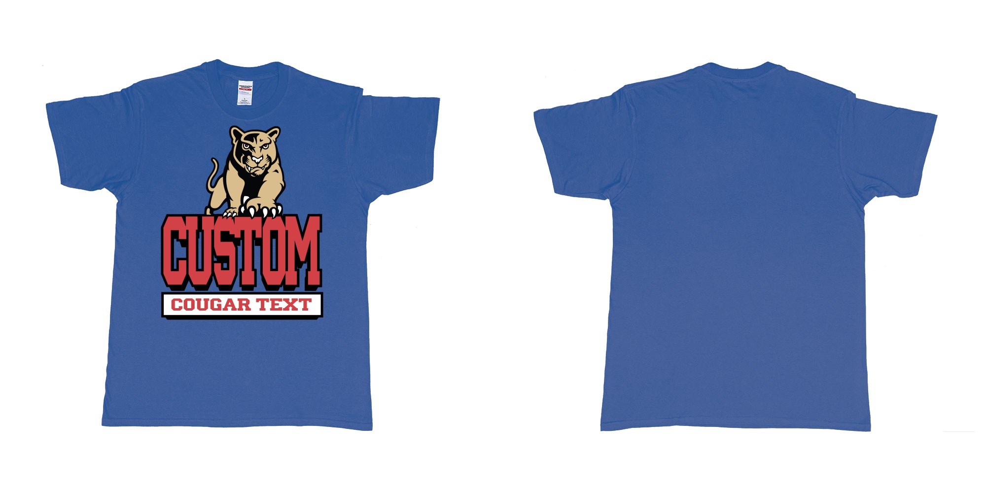 Custom tshirt design university of houston cougars logo custom text printing bali in fabric color royal-blue choice your own text made in Bali by The Pirate Way