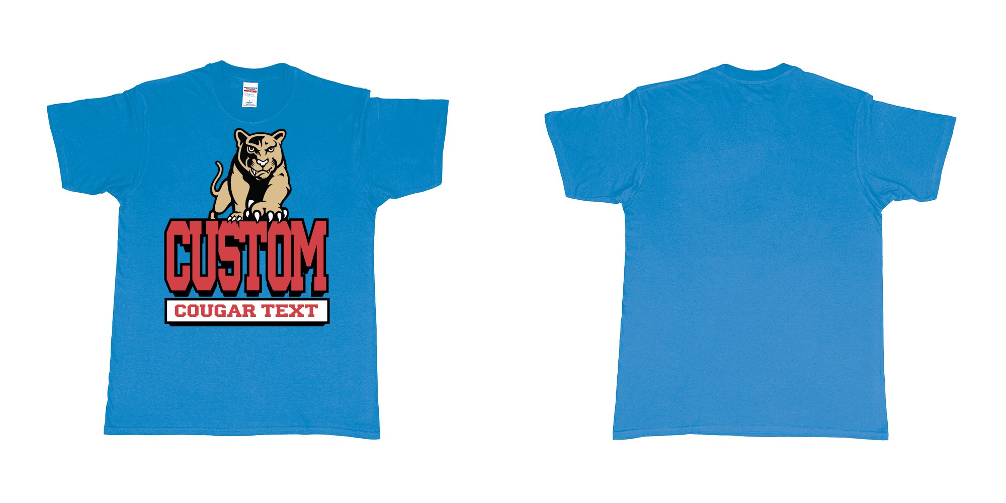 Custom tshirt design university of houston cougars logo custom text printing bali in fabric color sapphire choice your own text made in Bali by The Pirate Way