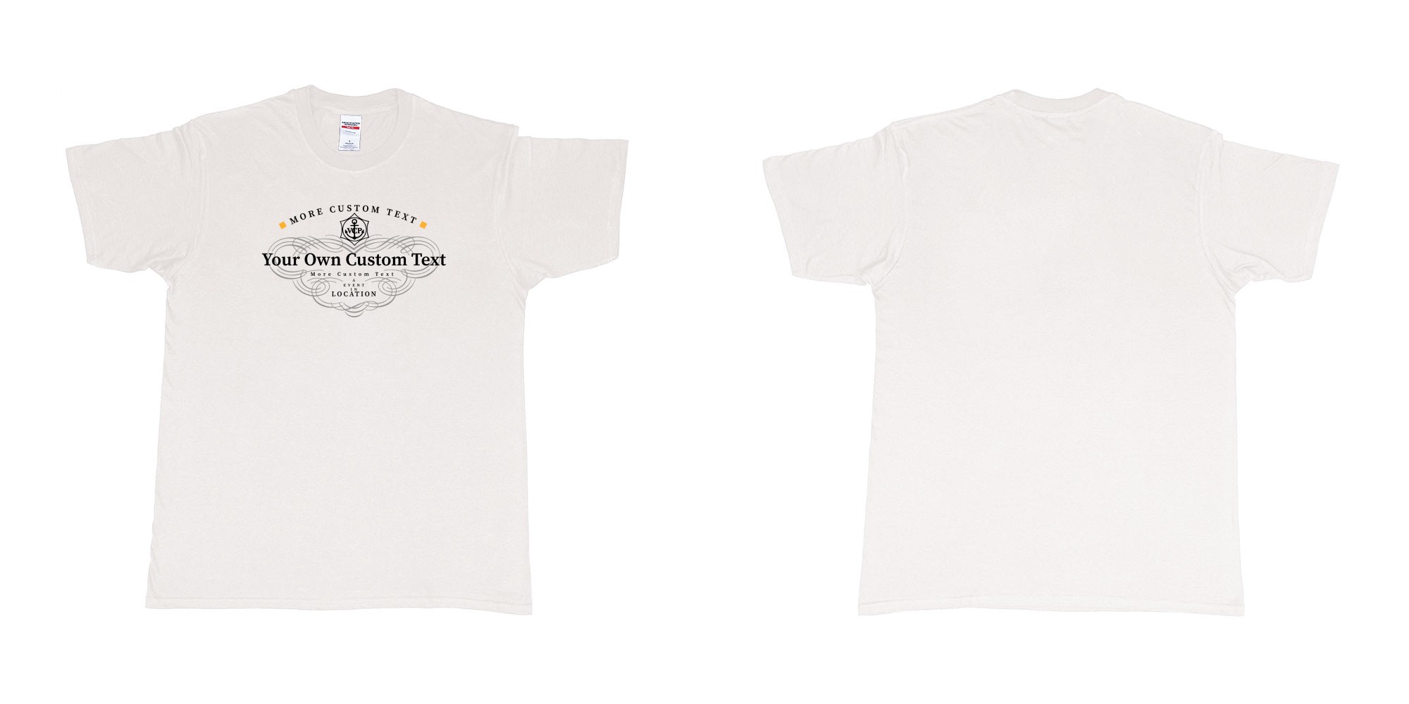Custom tshirt design veuve clicquot yellow label in fabric color white choice your own text made in Bali by The Pirate Way