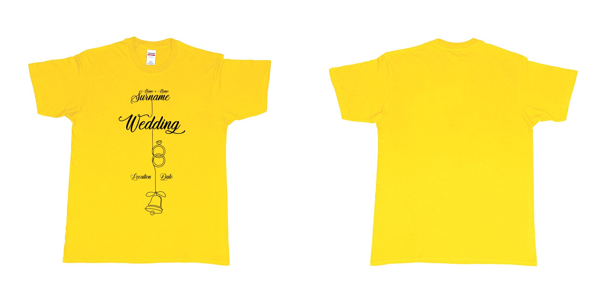 Custom tshirt design wedding string rings bell in fabric color daisy choice your own text made in Bali by The Pirate Way