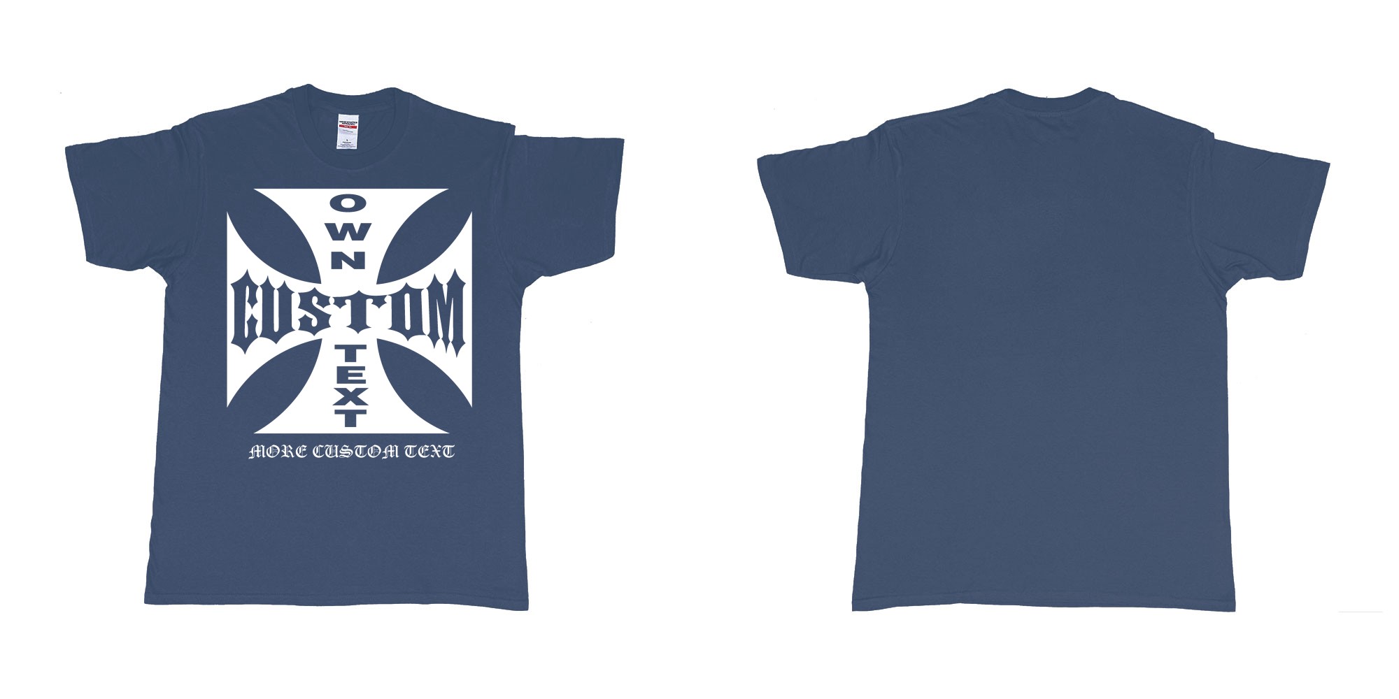 Custom tshirt design west coast choppers logo custom design printing in fabric color navy choice your own text made in Bali by The Pirate Way