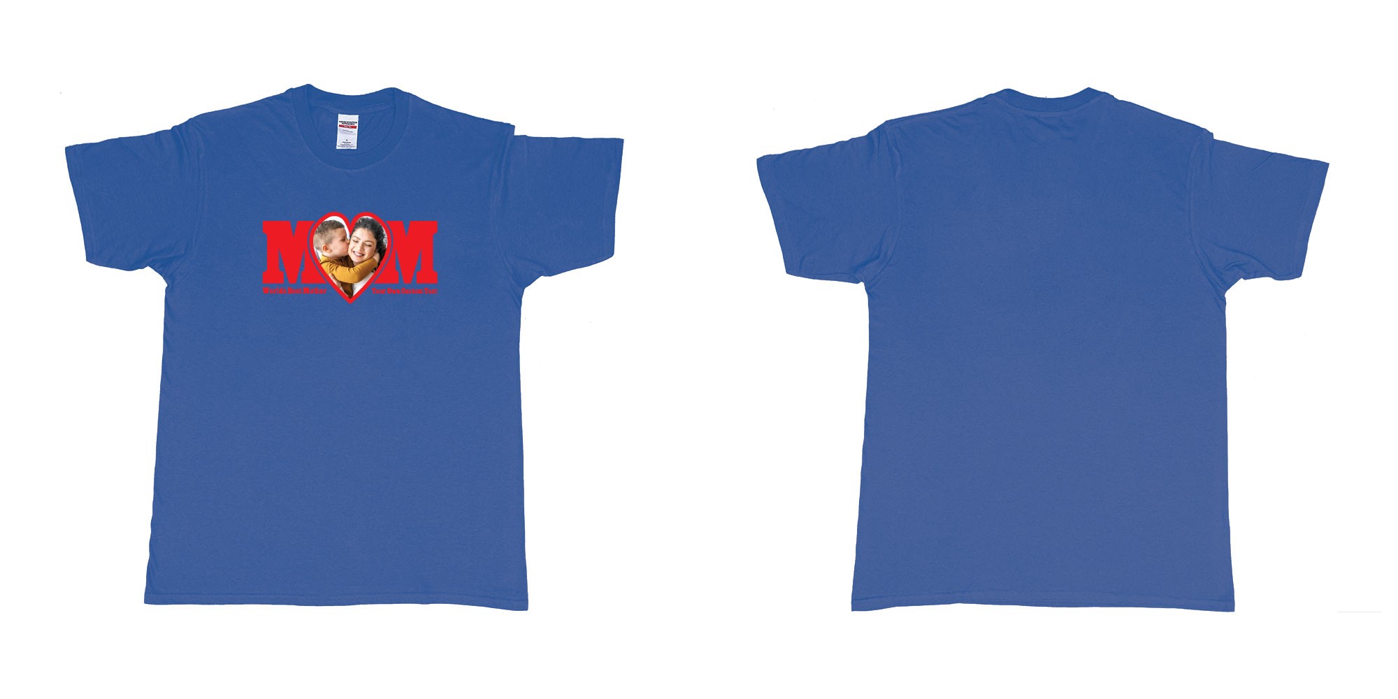 Custom tshirt design world best mother personalized picture and text in fabric color royal-blue choice your own text made in Bali by The Pirate Way