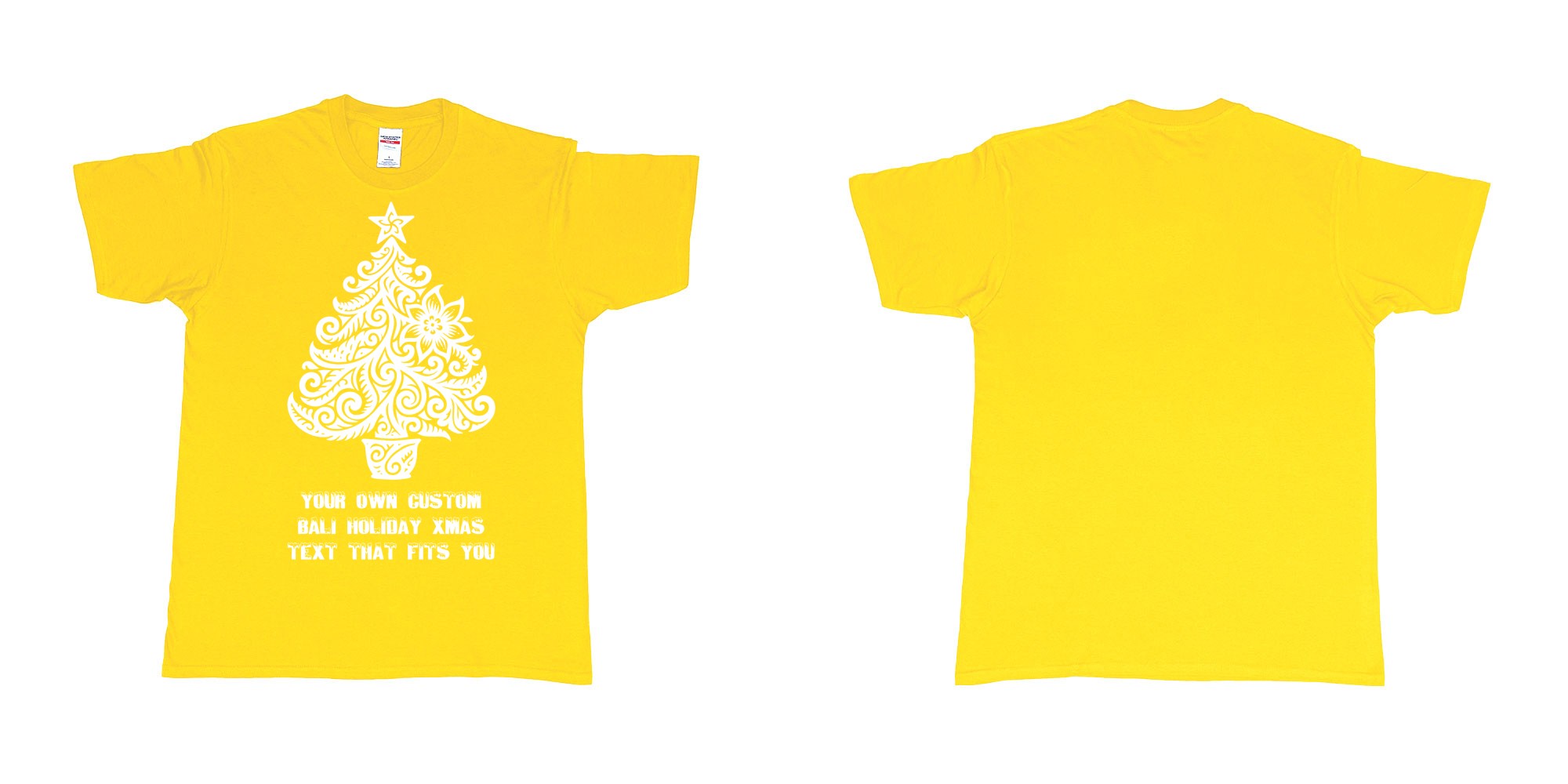 Custom tshirt design xmas tree tribal add own custom text tshirt print bali in fabric color daisy choice your own text made in Bali by The Pirate Way