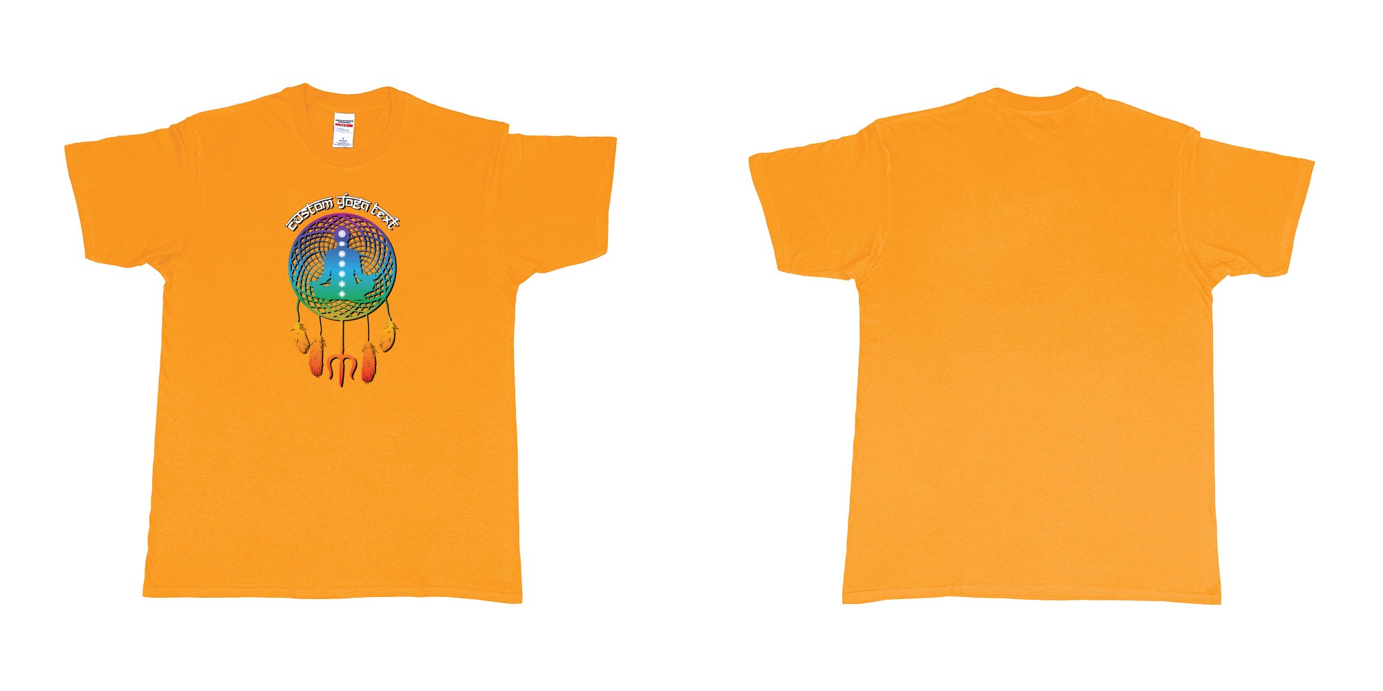 Custom tshirt design yoga dreamcatcher in fabric color gold choice your own text made in Bali by The Pirate Way