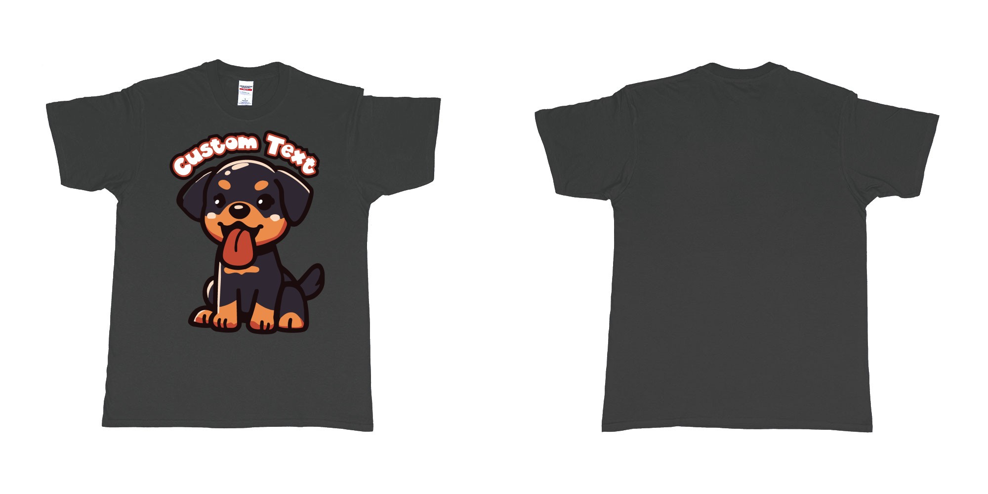 Custom tshirt design yuki rottweiler custom text in fabric color black choice your own text made in Bali by The Pirate Way