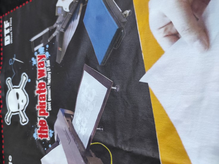 DTF print on fabric, close up